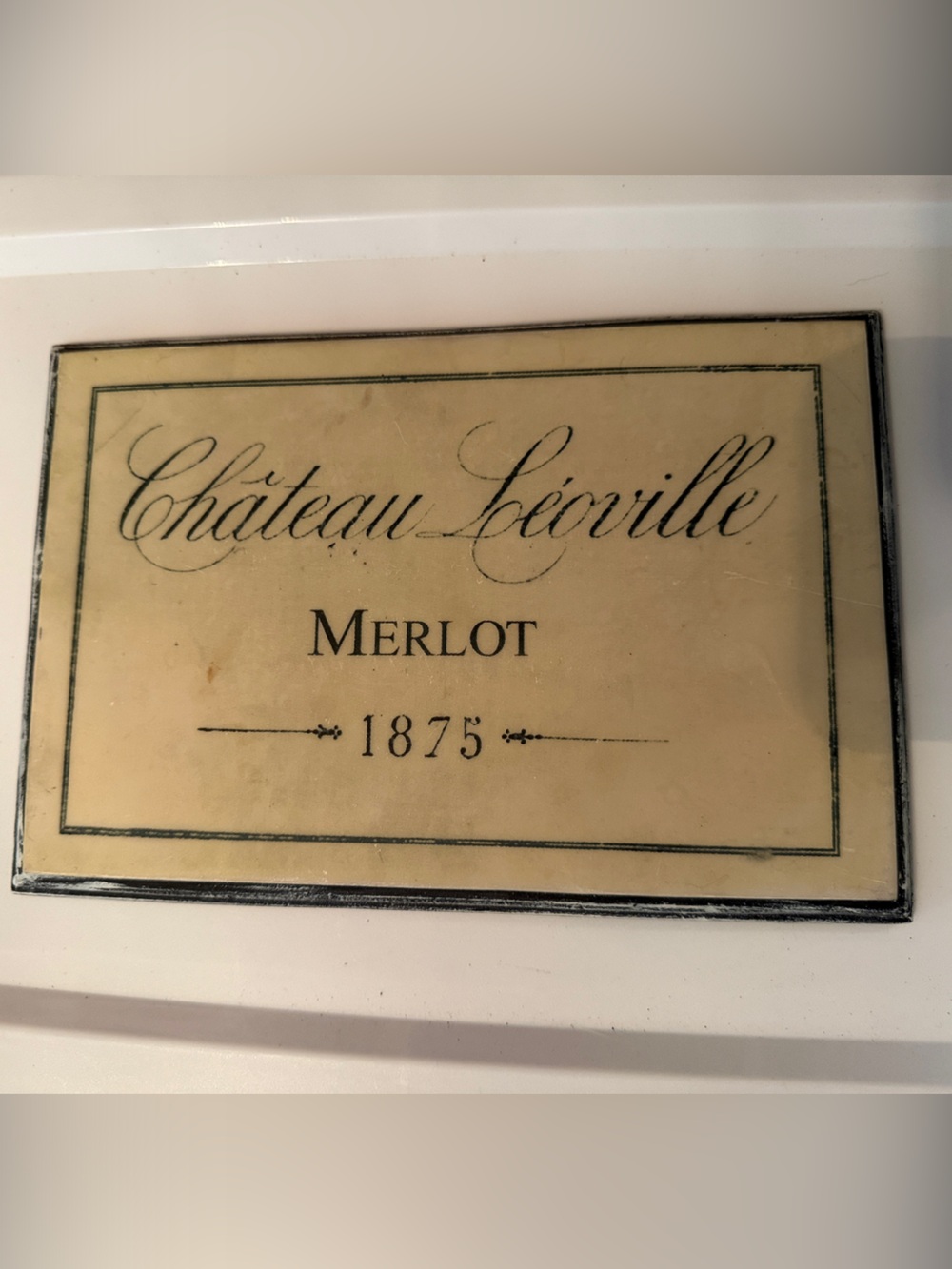 Merlot 1875 Decorative Wine Label Plaque - Cream and Black